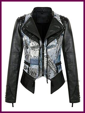 Snake Print Studded Moto Faux Leather Biker Jacket